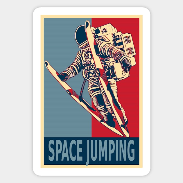 Astronaut Ski Jumping In Space HOPE Sticker by DesignArchitect